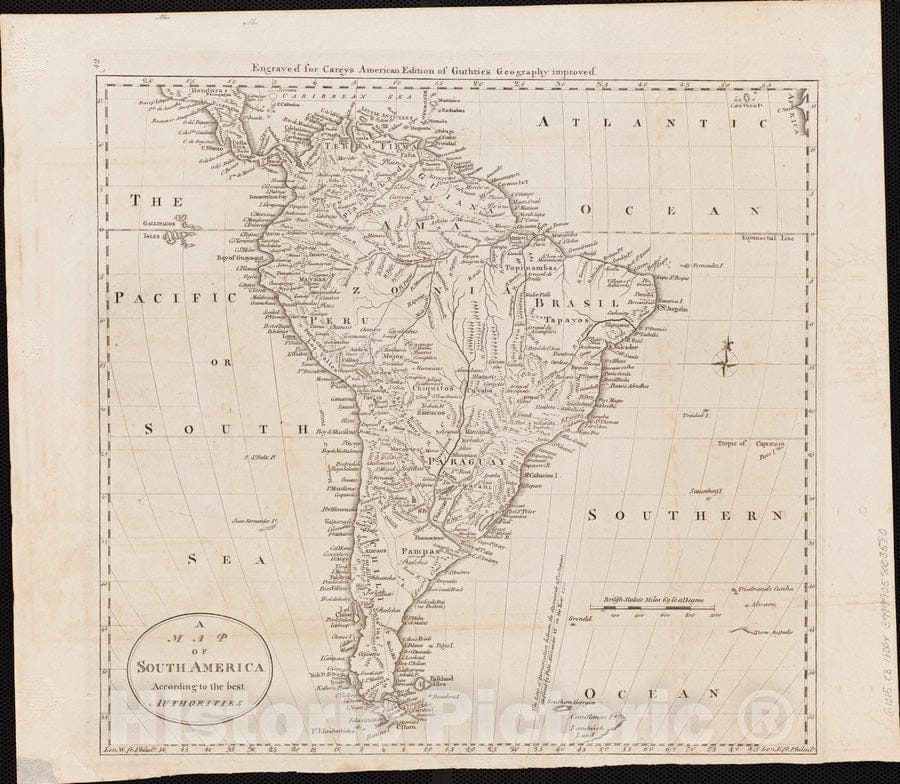 Historical Map, 1800 A map of South America According to The Best Authorities, Vintage Wall Art