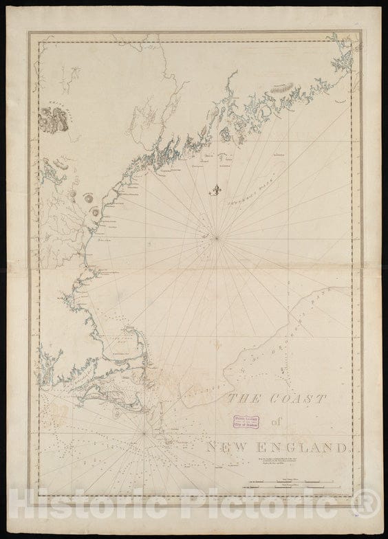 Historical Map, 1781 The Coast of New England, Vintage Wall Art