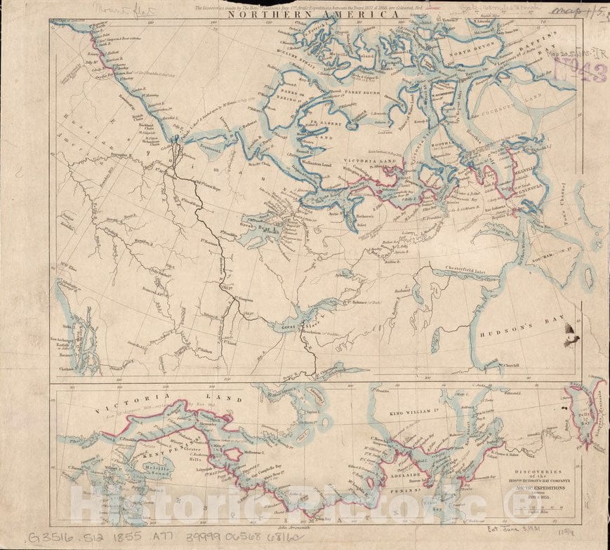 Historical Map, 1850-1859 Northern America, Vintage Wall Art