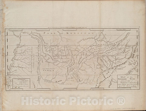 Historical Map, 1800 A map of The Tennessee State Formerly Part of North Carolina, Vintage Wall Art