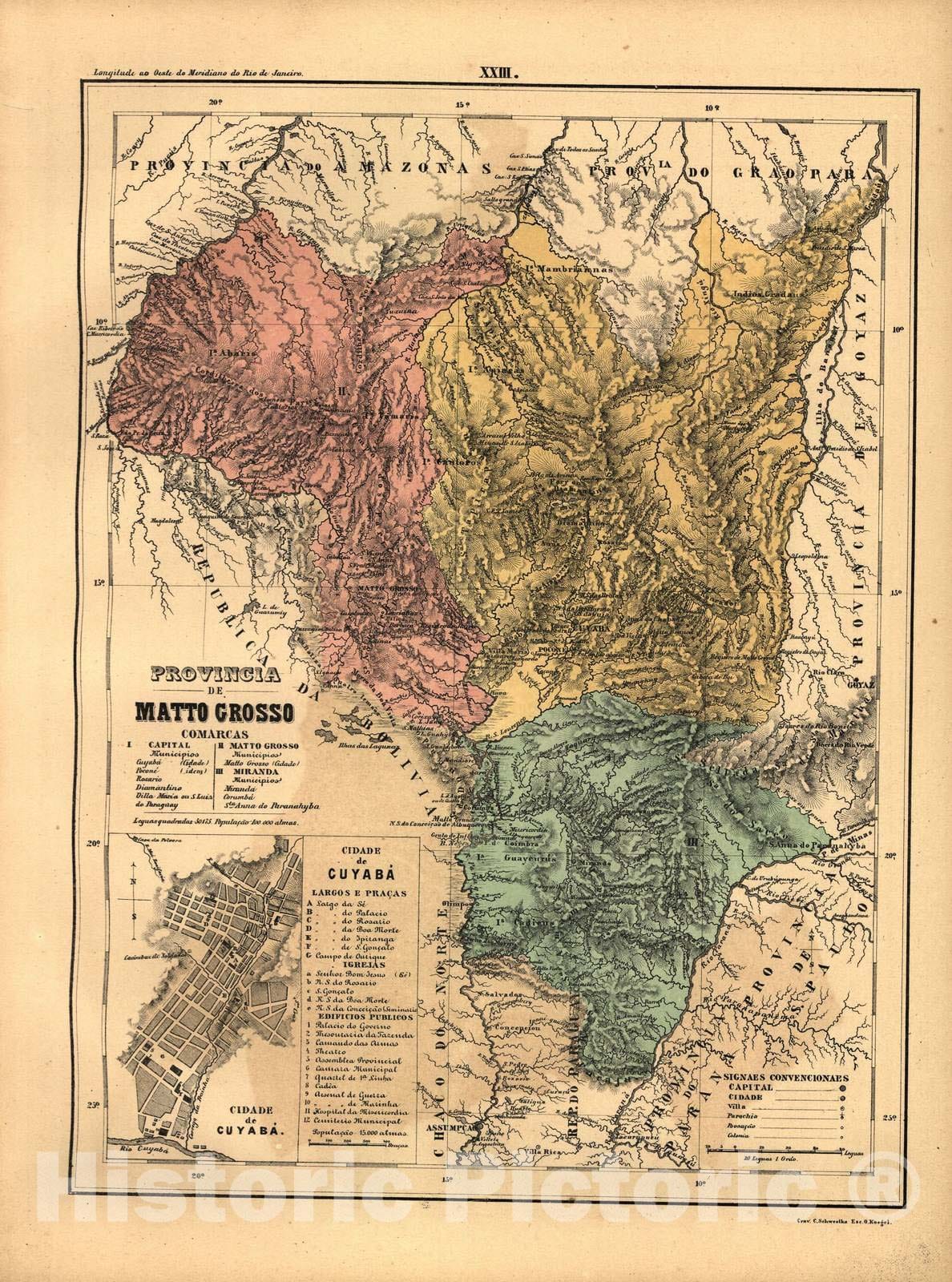 Historic 1868 Map - Atlas do Imperio do Brazil : comprehendendo as respectivas divisÃÂµes administrativas, ecclesiasticas, eleitoraes e judiciarias - Provinicia de Pinsonia