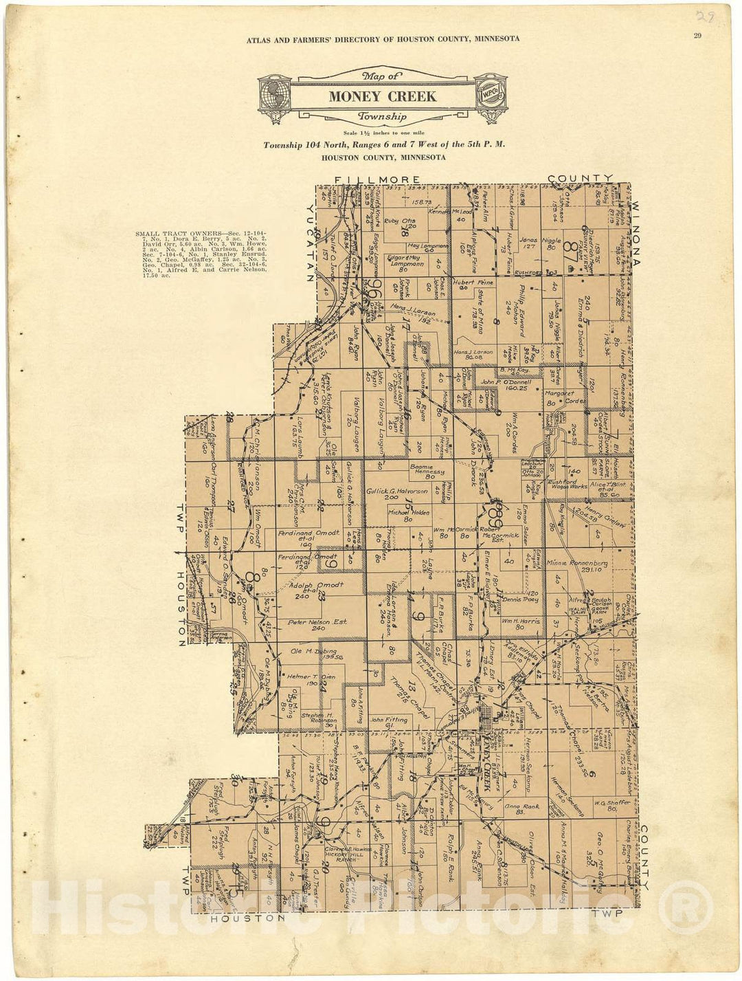 Historic 1931 Map - Atlas and Farmers' Directory of Houston County, Minnesota - Map of La Crescent Township