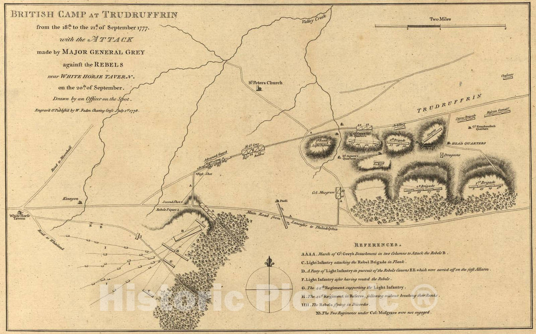 Historic 1845 Map - American Revolution, Together with maps shewing The Routes of The British and American Armies - Plan of Boston, 1775