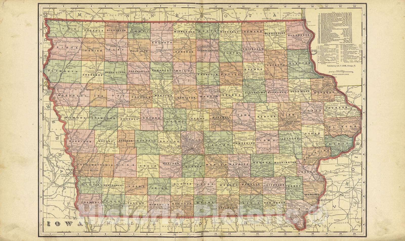 Historic 1908 Map - Standard Atlas of Crawford County, Iowa : Including a plat Book of The Villages, Cities and townships of The County, map of The State - Map of Iowa Township