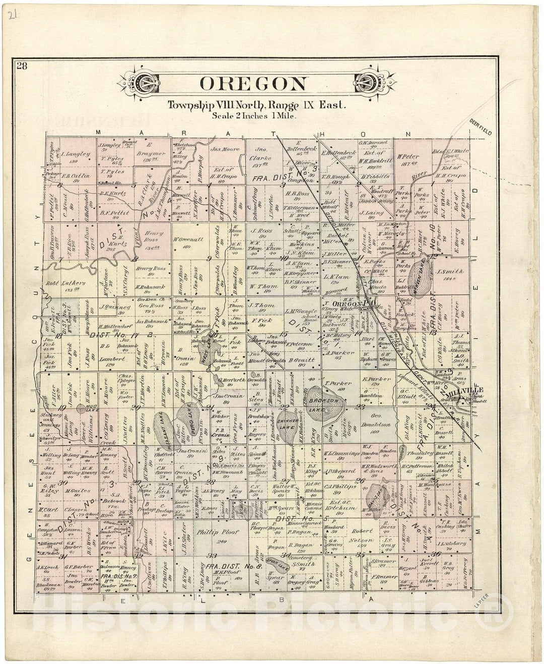 Historic 1893 Map - Atlas and Directory of Lapeer County, Michigan - Almont