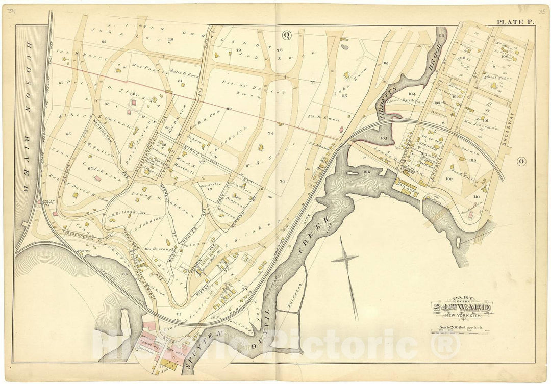 Historic 1882 Map - Atlas of The 24th Ward, City of New York - Part of The 24th Ward New York City - Plate P - Atlas of The Twenty Fourth Ward, New York City