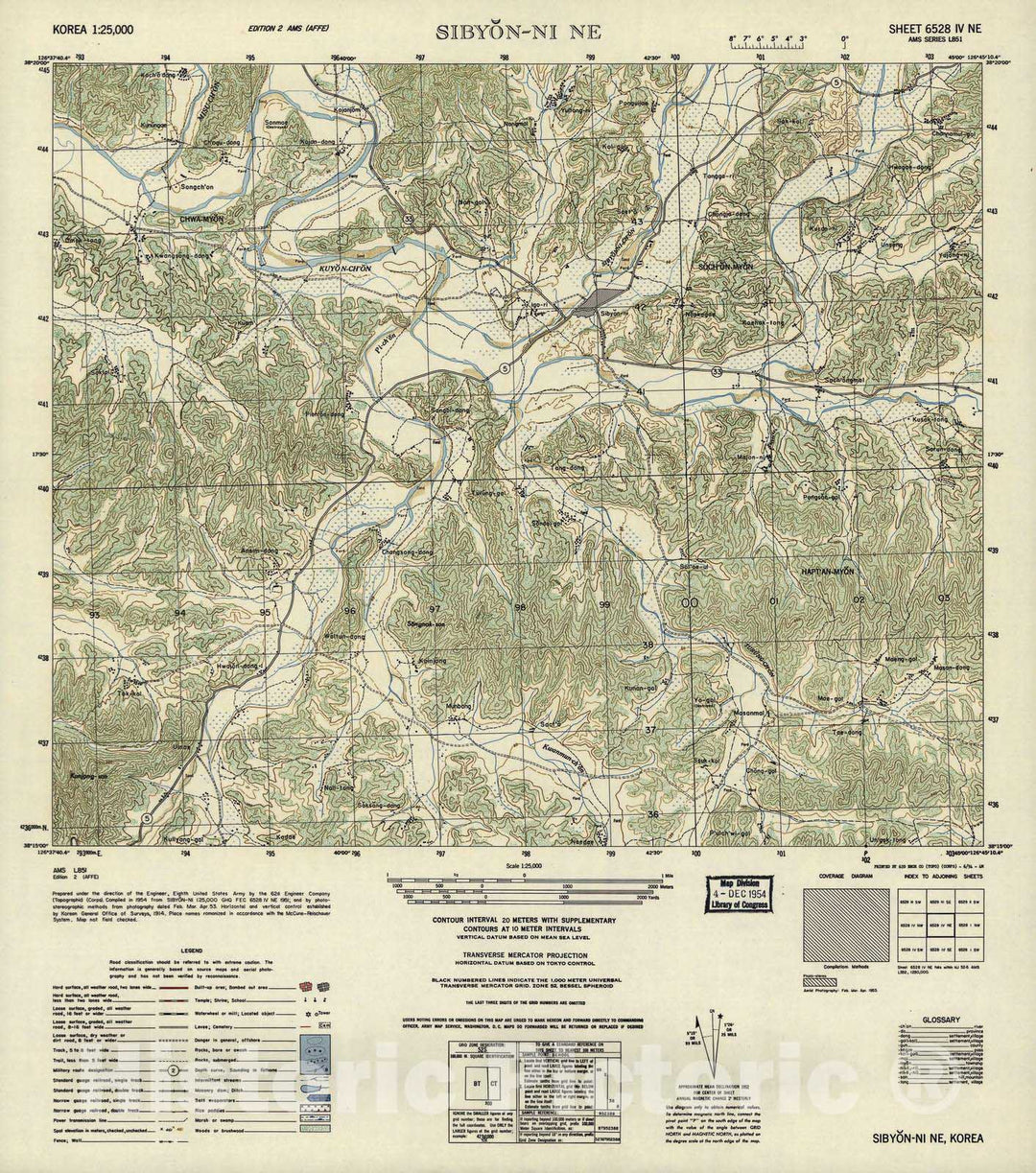 Historic 1952 Map - Korea 1:25,000 - Sibyon-Ni NE - Series L851