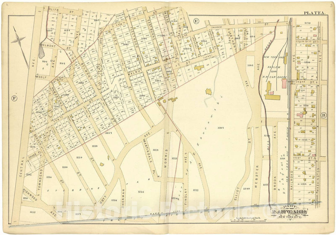 Historic 1882 Map - Atlas of The 24th Ward, City of New York - Part of The 24th Ward New York City - Plate A - Atlas of The Twenty Fourth Ward, New York City