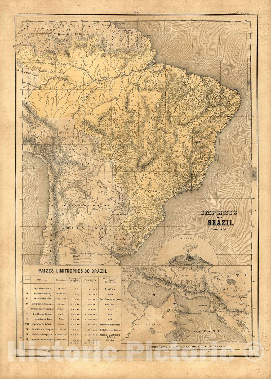 Historic 1868 Map - Atlas do Imperio do Brazil - Imperio do Brazil (mappa mudo