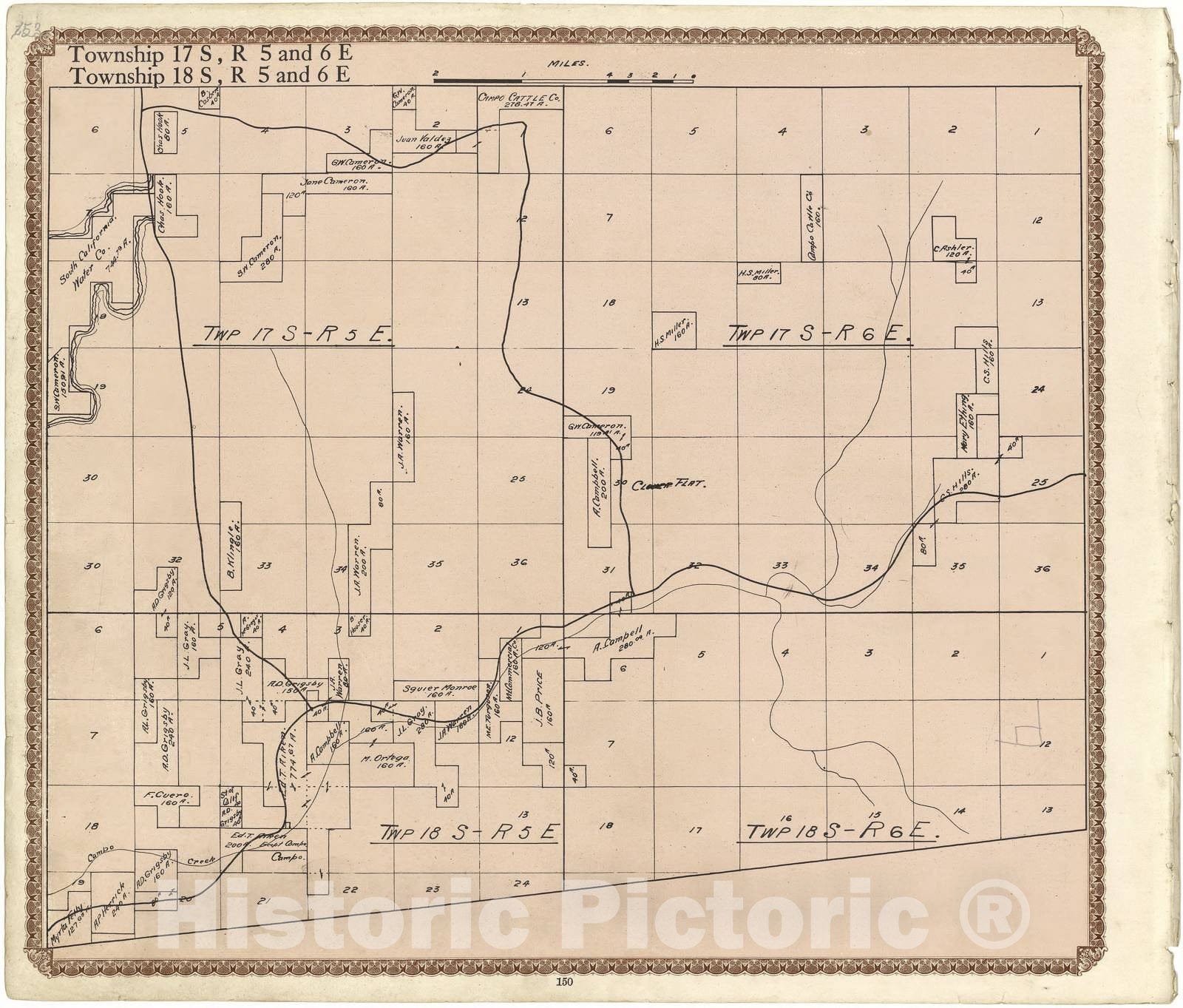 Historic 1912 Map - Plat Book of San Diego County, California - Township 17 S, R. 7 and 8 E; Township 18 S, R. 7 and 8 E