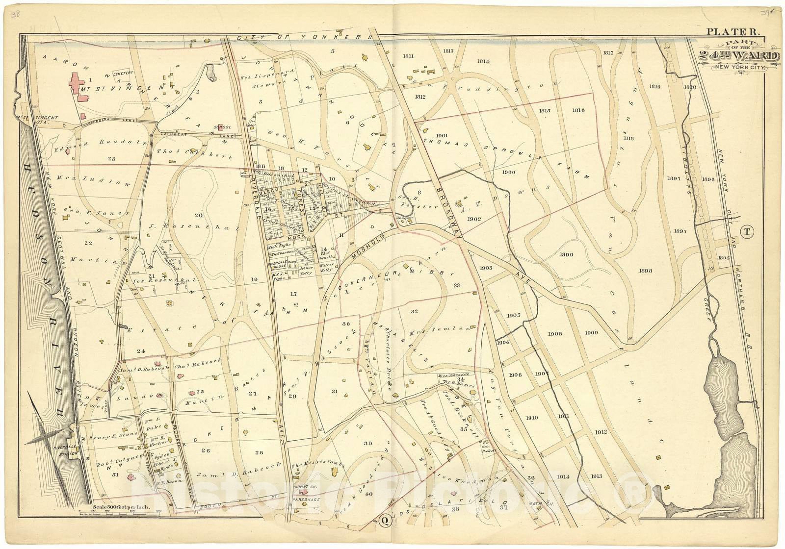 Historic 1882 Map - Atlas of The 24th Ward, City of New York - Part of The 24th Ward New York City - Plate R - Atlas of The Twenty Fourth Ward, New York City