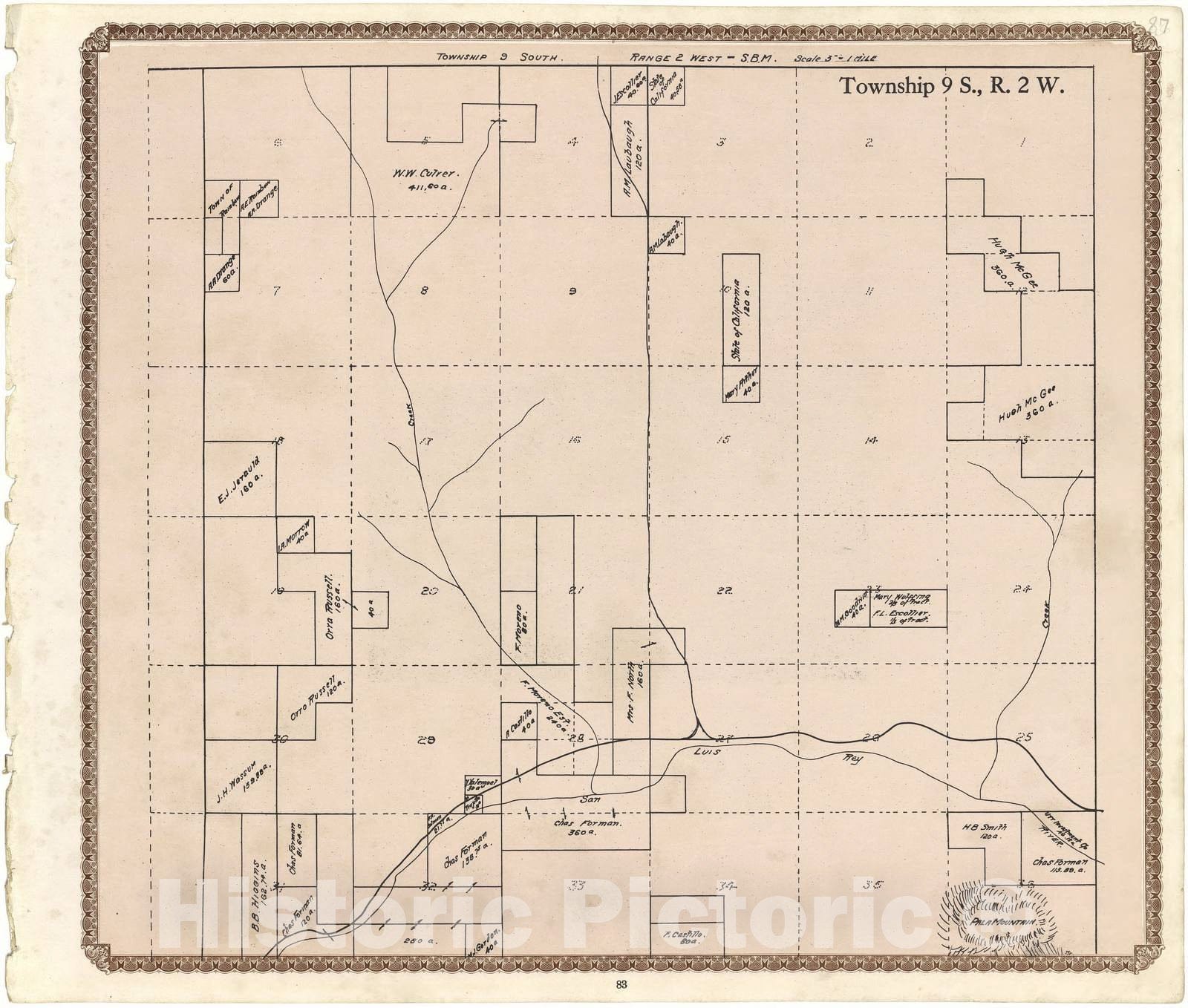 Historic 1912 Map - Plat Book of San Diego County, California - Township 9 S, R. 4 W