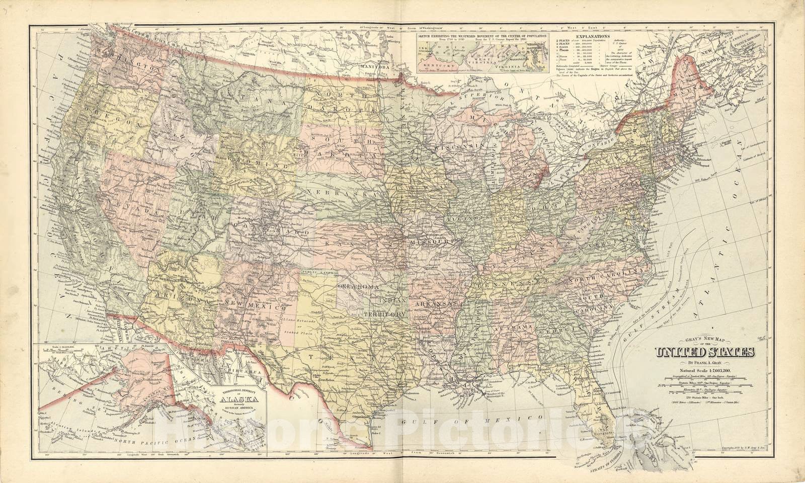 Historic 1893 Map - Plat Book of Henry County, Illinois - Gray's New Map of The United States