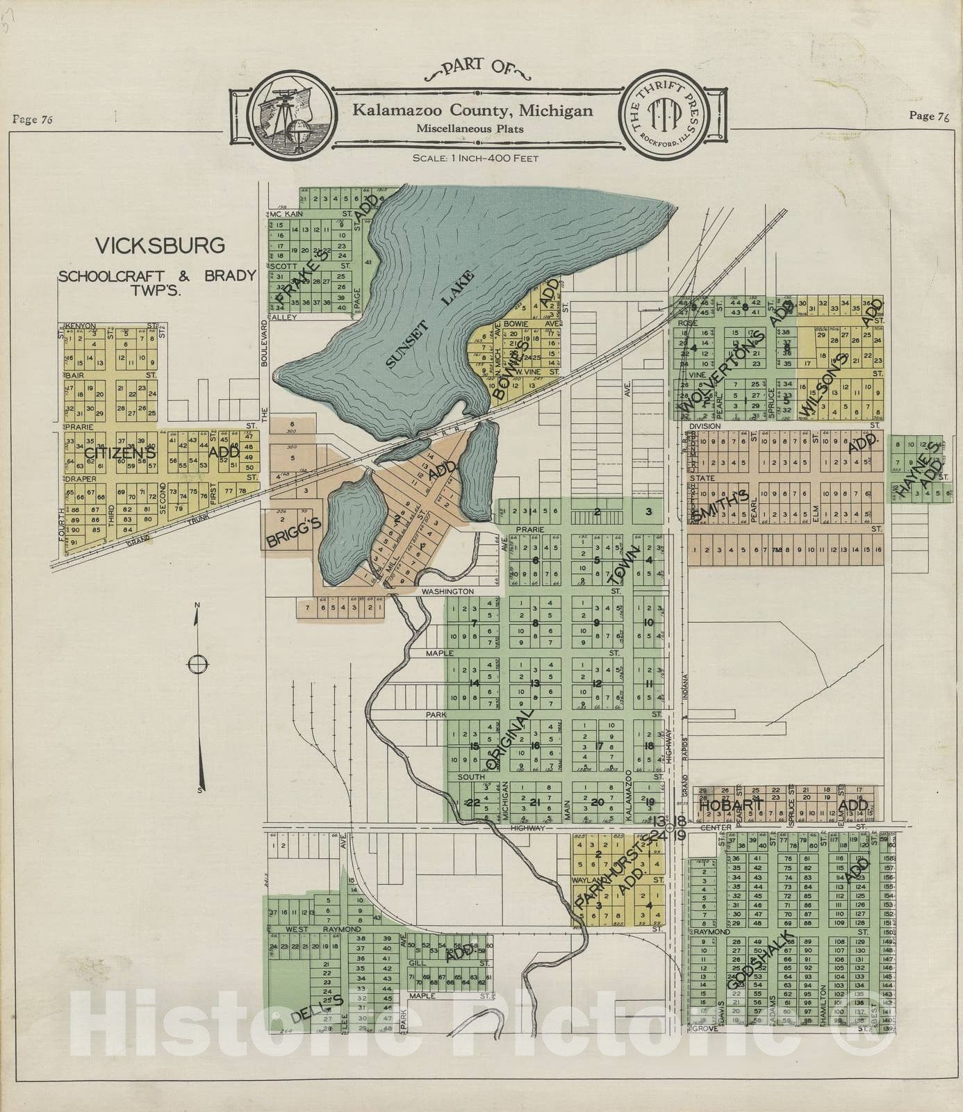 Historic 1928 Map - Plat Book of Kalamazoo County, Michigan - Part of Kalamazoo County; Oshetemo, Climax, Scott's Pavilion - Atlas and plat Book, Kalamazoo County, Michigan