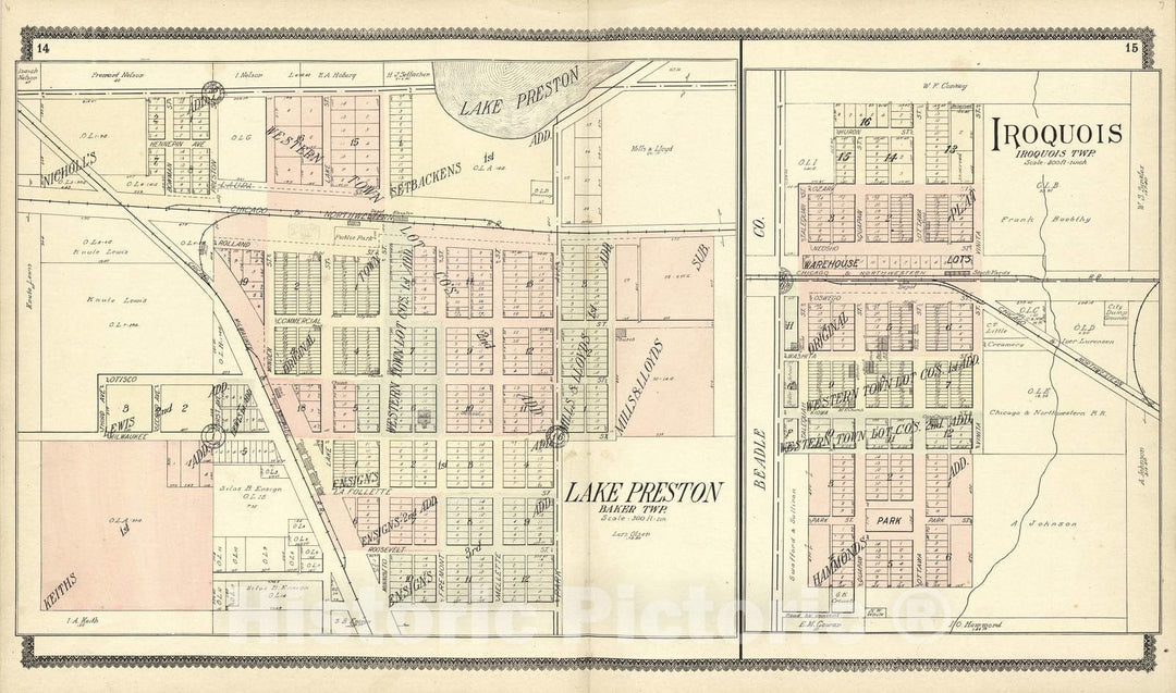 Historic 1909 Map - Standard Atlas of Kingsbury County, South Dakota - Map of The World