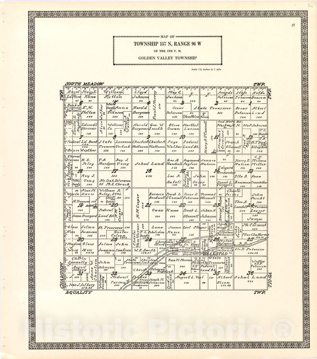 Historic 1937 Map - Atlas, Williams County, North Dakota. - Map of Township 157 N, Range 102 W of The 5th P.M. Bonetraill Township - Atlas of Williams County, North Dakota