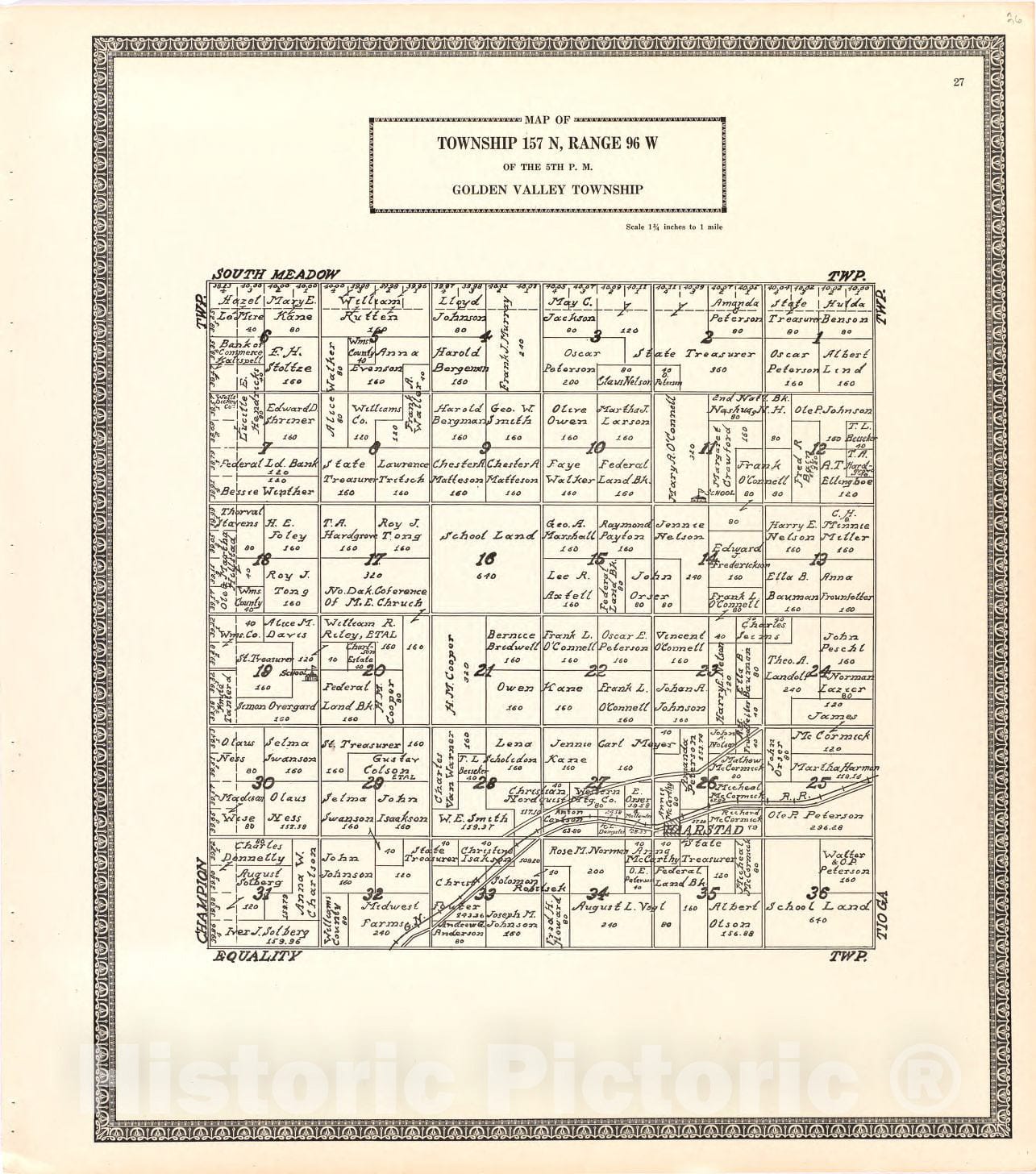 Historic 1937 Map - Atlas, Williams County, North Dakota. - Map of Township 157 N, Range 102 W of The 5th P.M. Bonetraill Township - Atlas of Williams County, North Dakota