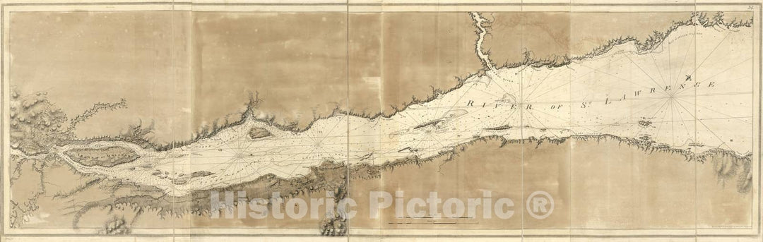 Historic 1800 Map - The Atlantic Neptune - St. Lawerance River from Quebec to Cock Cove