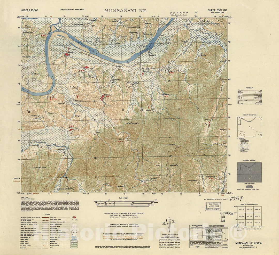 Historic 1952 Map - Korea 1:25,000 - Munsan-Ni NE - Series L851