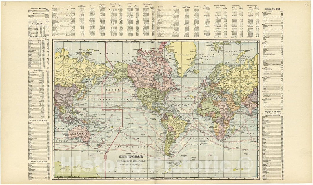 Historic 1906 Map - Standard Atlas of Rawlins County, Kansas - Map of The World on Mercator's Projection