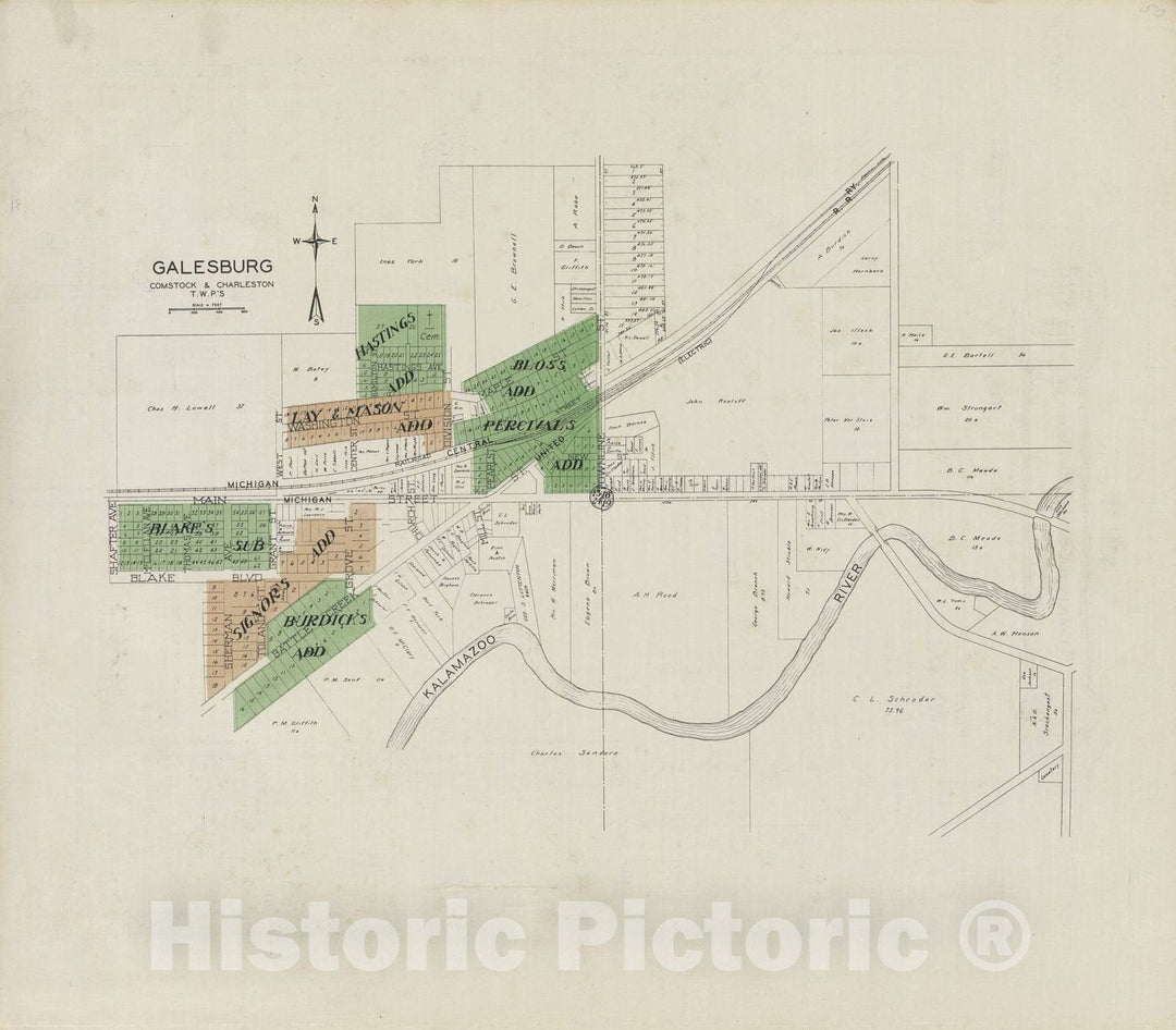 Historic 1928 Map - Plat Book of Kalamazoo County, Michigan - Map of Wakeshma Township - Atlas and plat Book, Kalamazoo County, Michigan