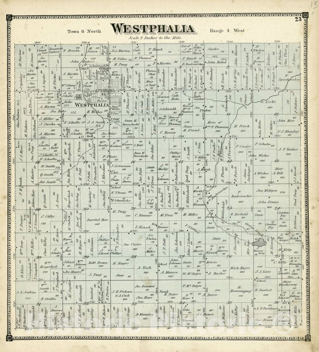 Historic 1873 Map - Atlas of Clinton County, Michigan - Westphalia; Wacousta; Dewitt