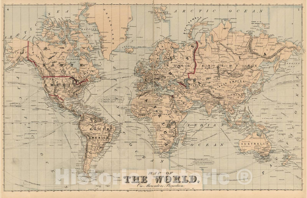 Historic 1875 Map - County Atlas of Sullivan, New York - Map of The World, on Mercator's Projection