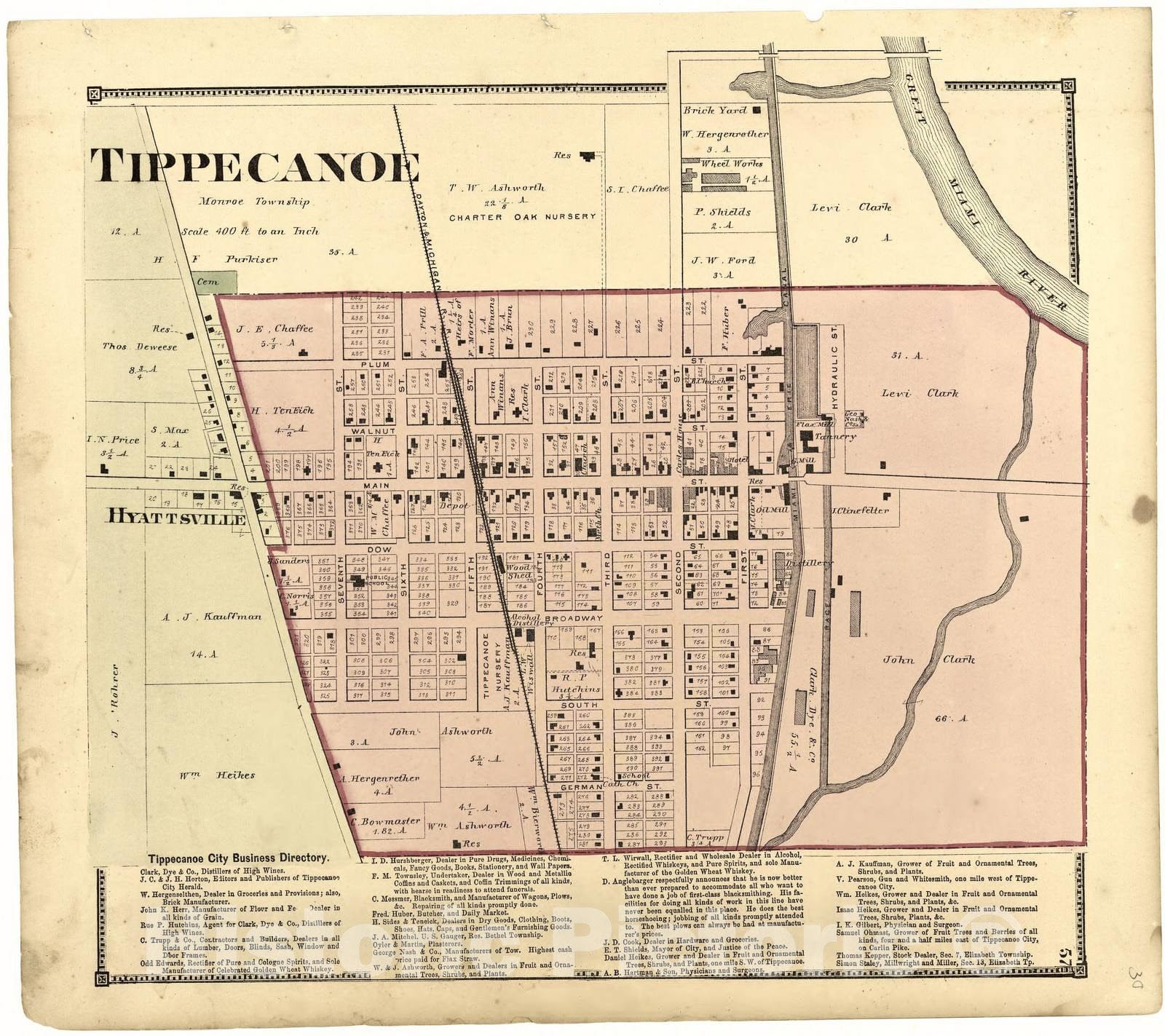 Historic 1871 Map - Atlas of Miami Co, Ohio - Tippecanoe - Atlas of Miami County, Ohio