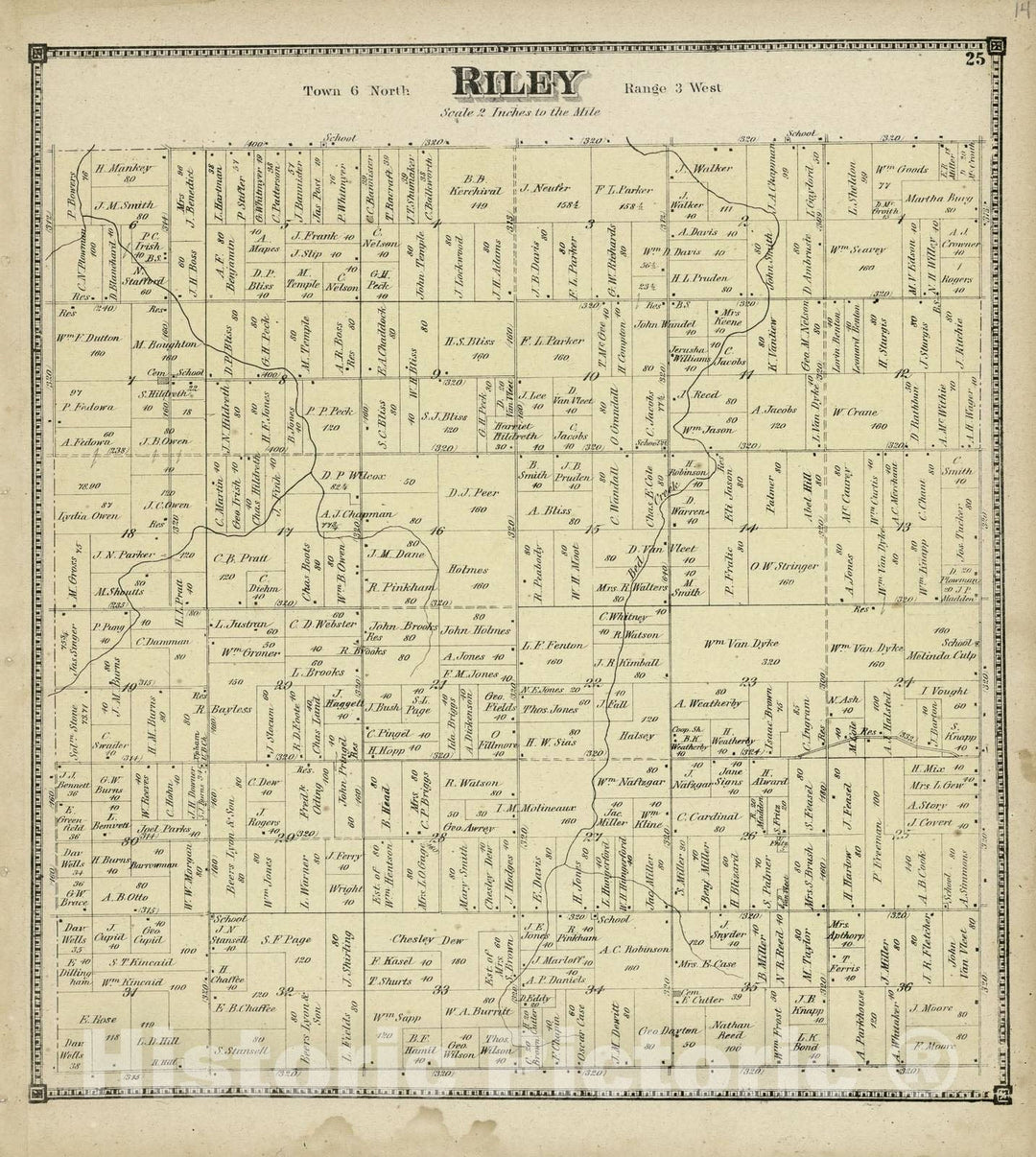 Historic 1873 Map - Atlas of Clinton County, Michigan - Riley