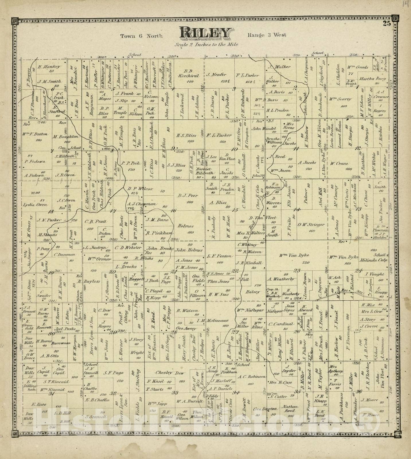 Historic 1873 Map - Atlas of Clinton County, Michigan - Riley