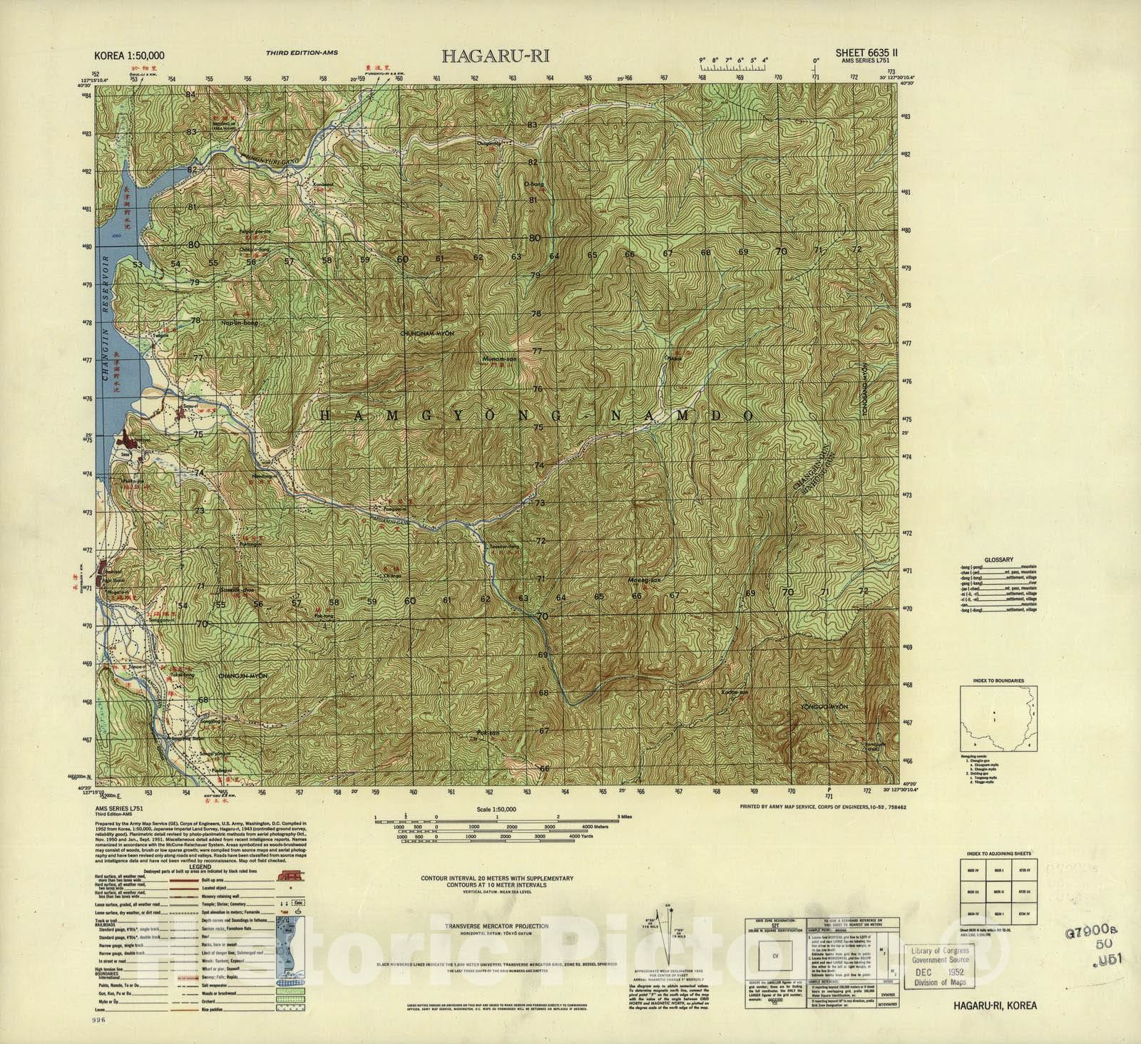 Historic 1945 Map - Korea 1:50,000 - Hagaru-Ri, 1952 - Series L751