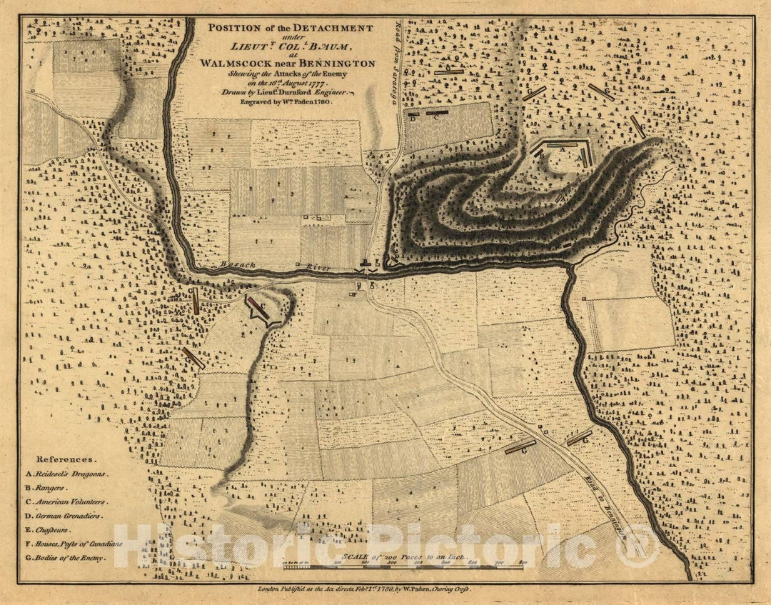 Historic 1845 Map - American Revolution, shewing The Routes of The British and American Armies - Plan of Position of Army, 17 & 19 September 1777