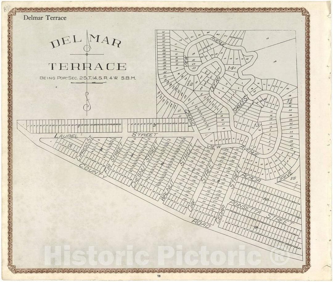 Historic 1912 Map - Plat Book of San Diego County, California - Del Mar