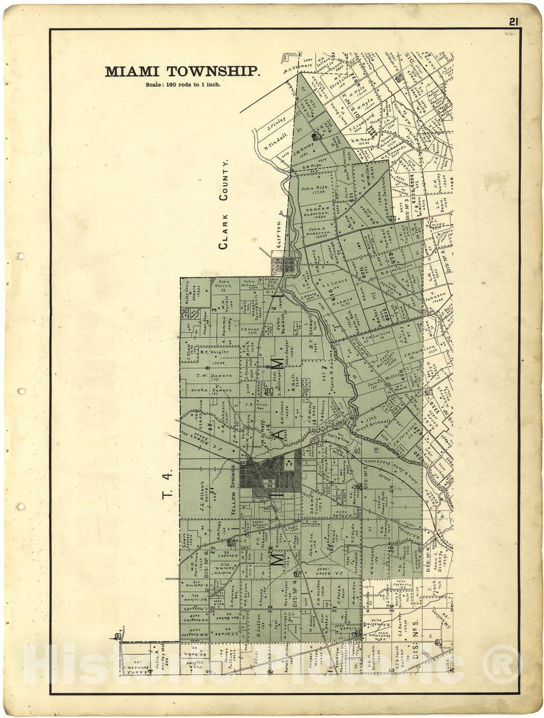 Historic 1896 Map - Riddell's Greene County Atlas, 1896. - Miami Township - Riddell's Atlas of Greene County, Ohio :