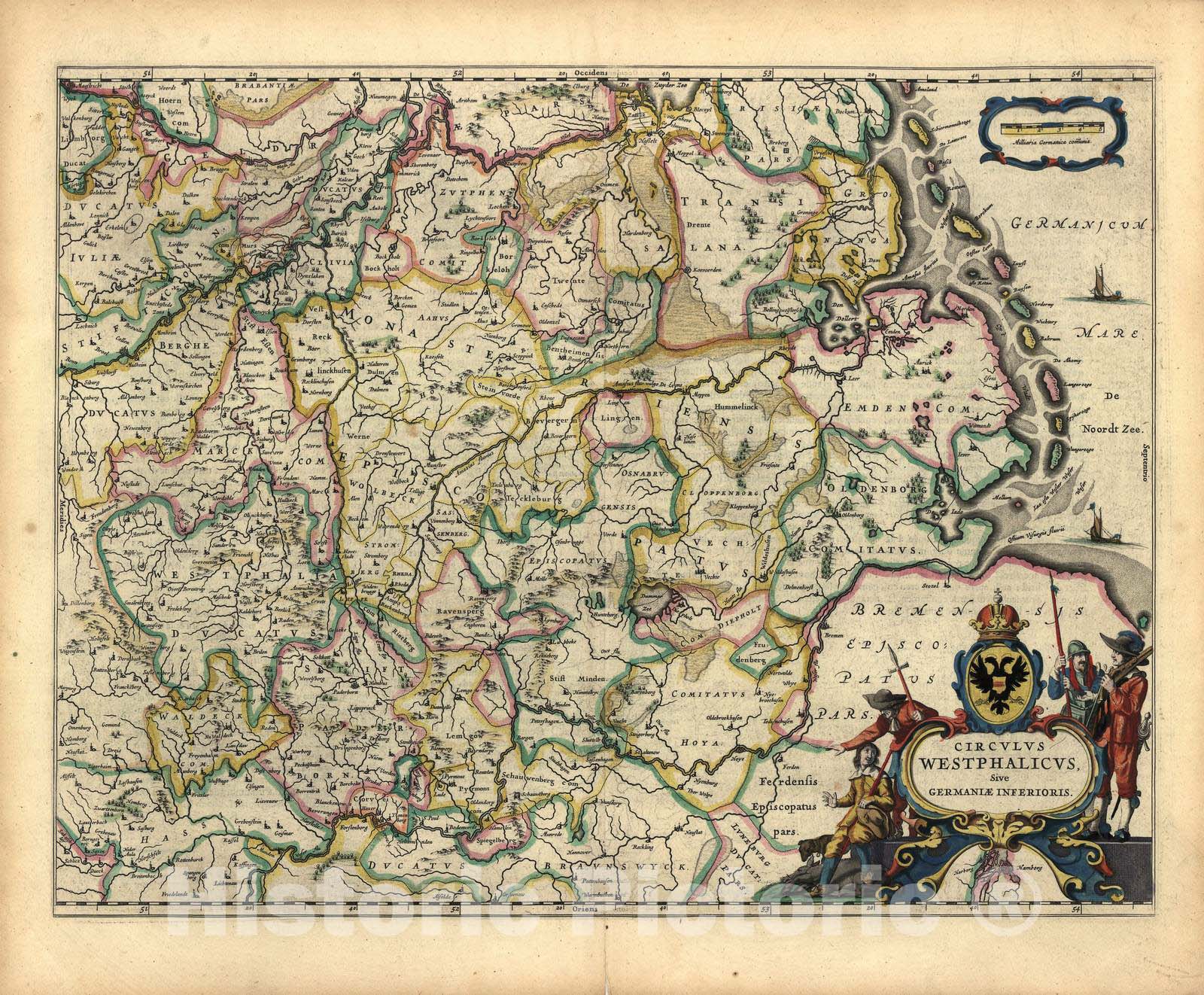 Historic 1647 Map - Le Theatre du Monde, ou, Novvel Atlas - Circle of Westphalia, Germany - Novvel Atlas