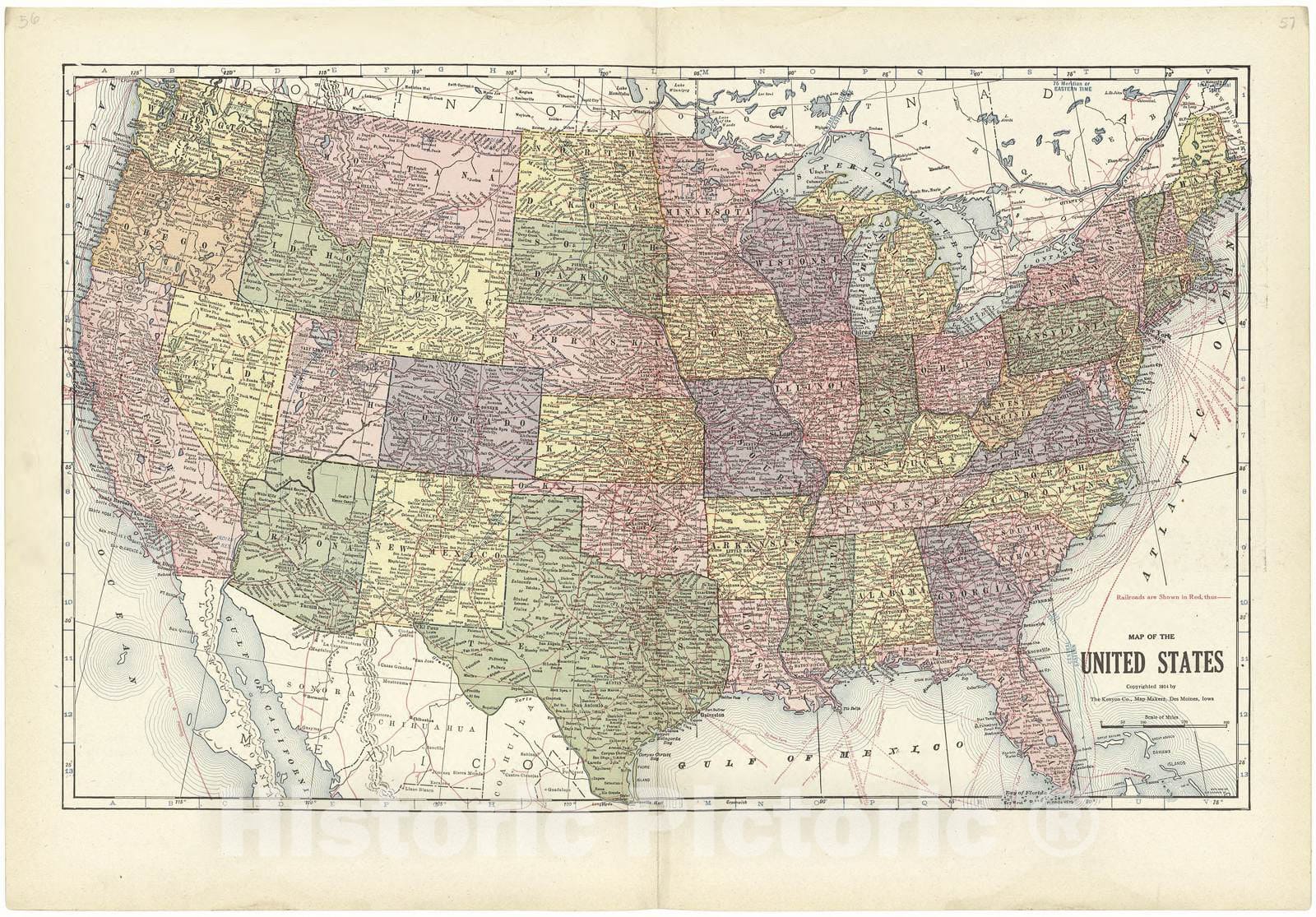 Historic 1914 Map - Atlas and plat Book of Jasper County, Iowa - Map of The United States - Standard Atlas and Directory of Jasper County, Iowa