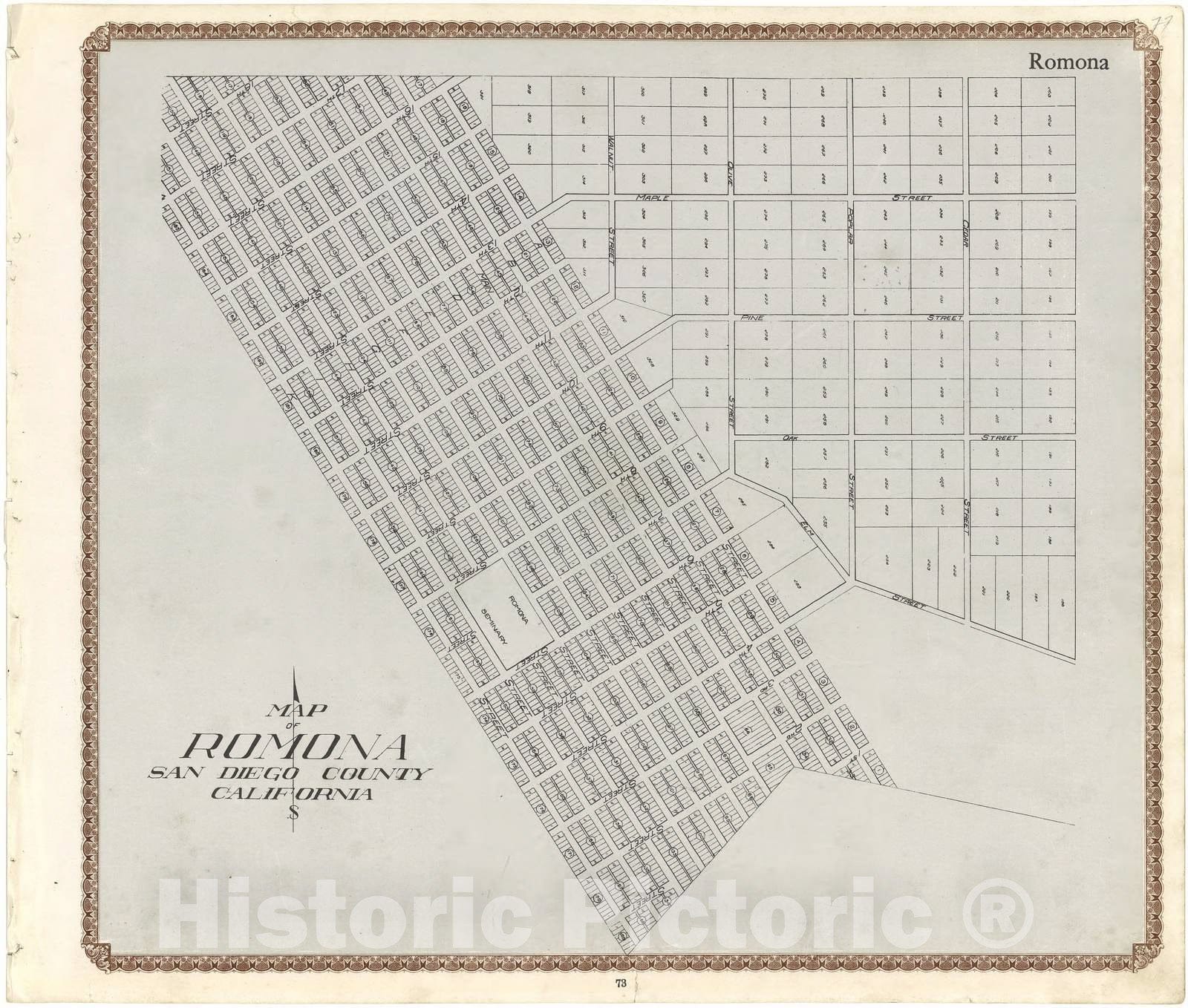 Historic 1912 Map - Plat Book of San Diego County, California - Business Center of San Diego