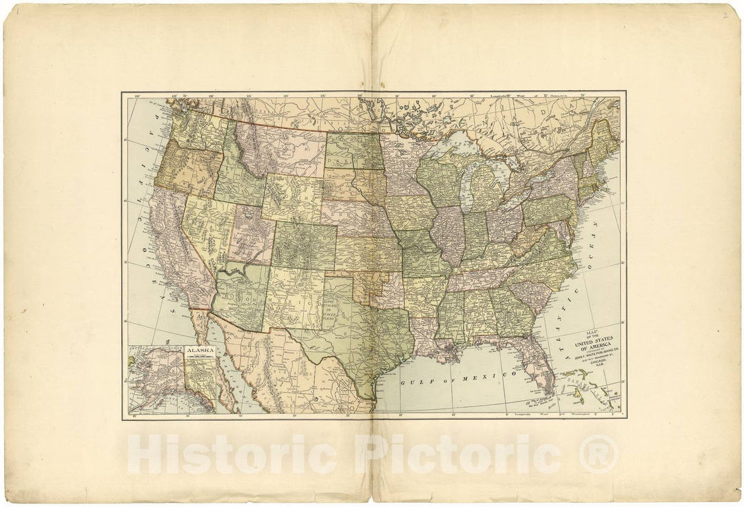 Historic 1896 Map - Johnson's Atlas, Clark County, Missouri - Map of The United States of America - Johnson's Clark Co. Atlas