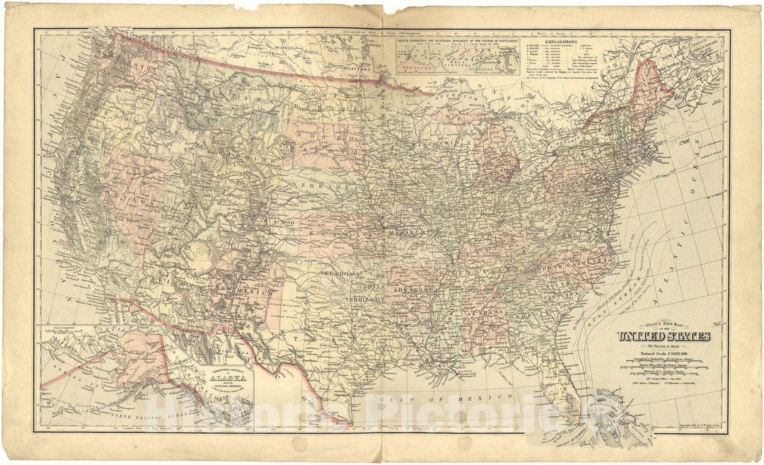 Historic 1895 Map - Plat Book of Pike County, Illinois - Gray's New Map of The United States - Standard Atlas of Pike County, Illinois