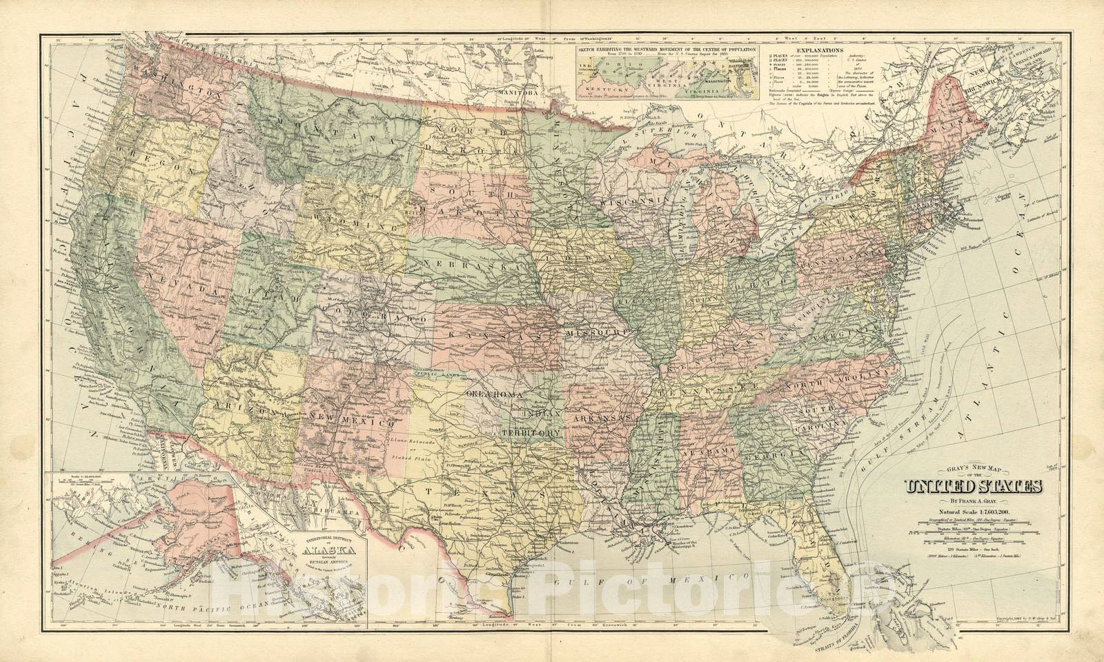 Historic 1893 Map - Plat Book of Douglas Co, Illinois - Gray's New Map of The United States - Plat Book of Douglas County, Illinois