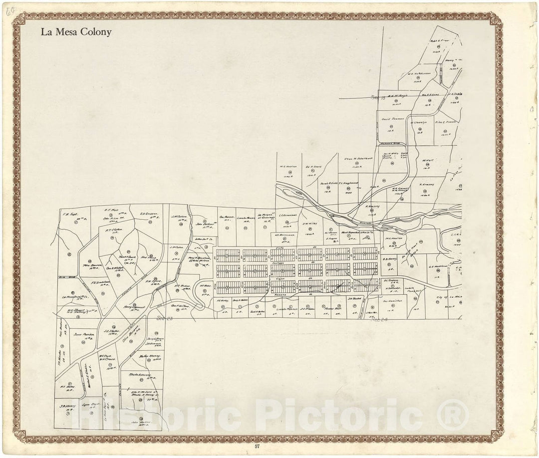 Historic 1912 Map - Plat Book of San Diego County, California - La Mesa Colony