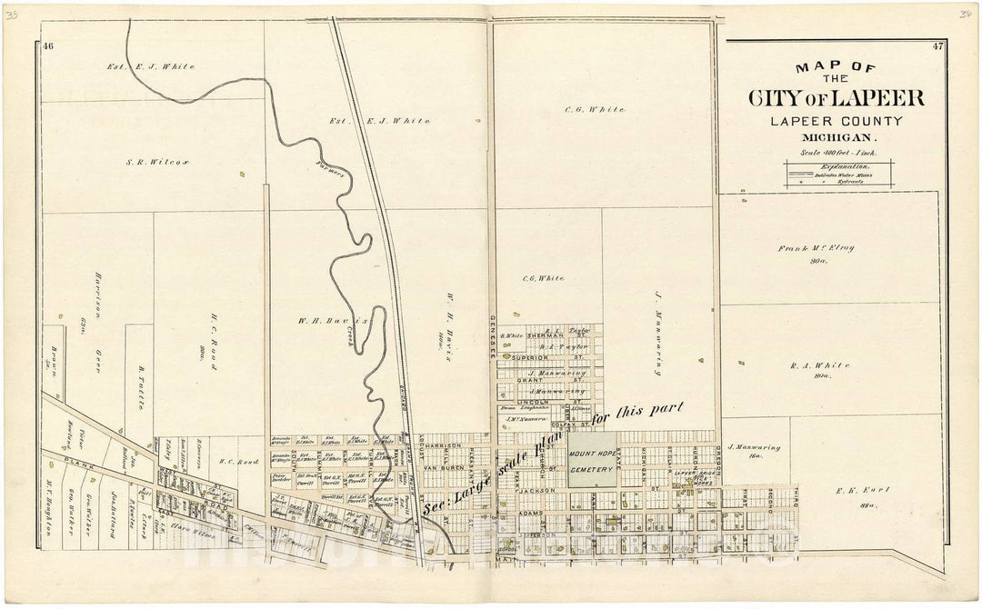 Historic 1893 Map - Atlas and Directory of Lapeer County, Michigan - Map of The City of Lapeer 3