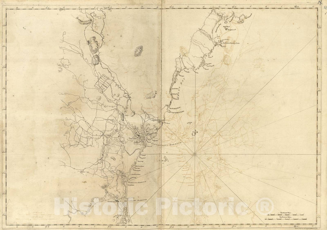 Historic 1800 Map - The Atlantic Neptune - Coast of New England from Cape Elizabeth to Newburyport