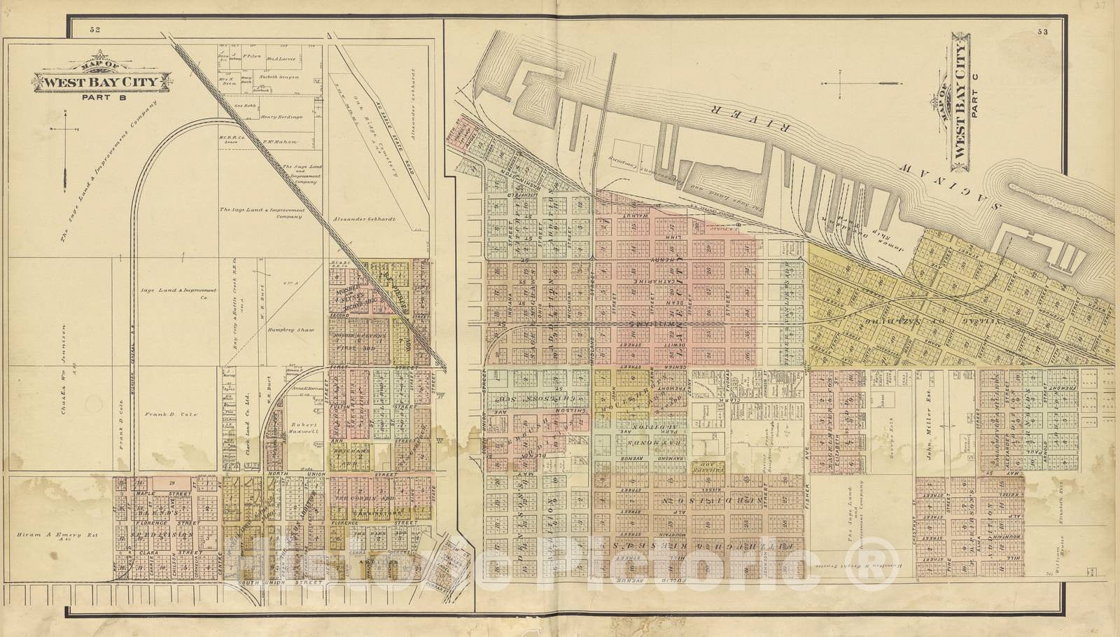 Historic 1896 Map - The County of Bay, Michigan : maps, History, Illustrations and Statistics. - Map of Michigan - Atlas of Bay County