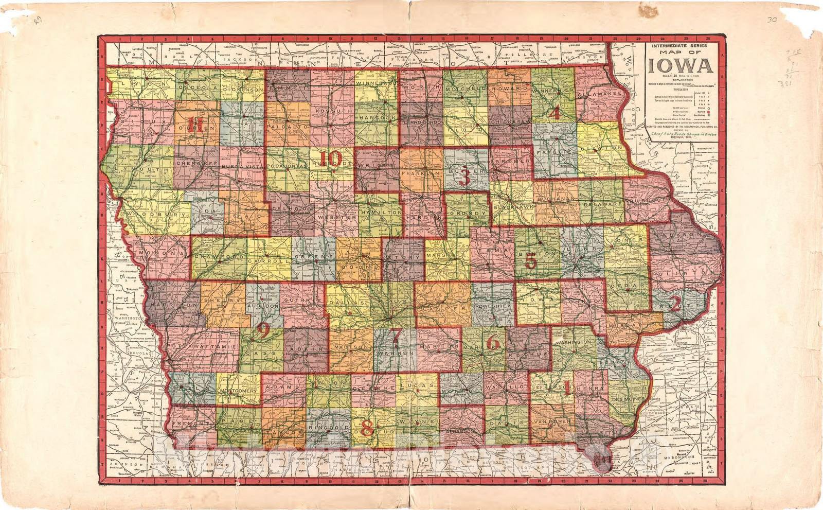 Historic 1921 Map - Atlas of Audubon County, Iowa : containing maps of townships of The County, maps of State, United States and World, Farmers Directory - Map of Iowa