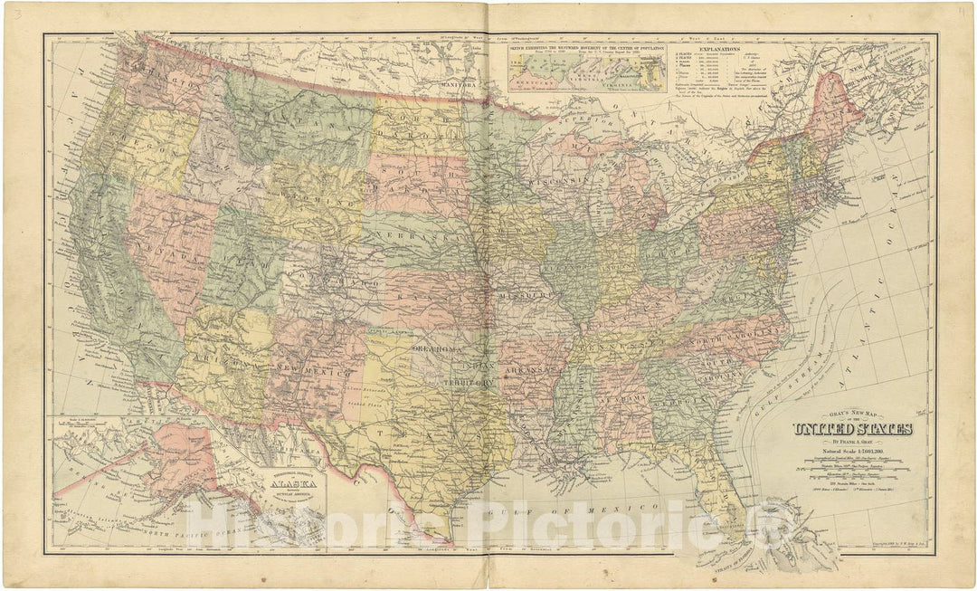 Historic 1893 Map - Plat Book of Woodford County, Illinois - Gray's New Map of United States