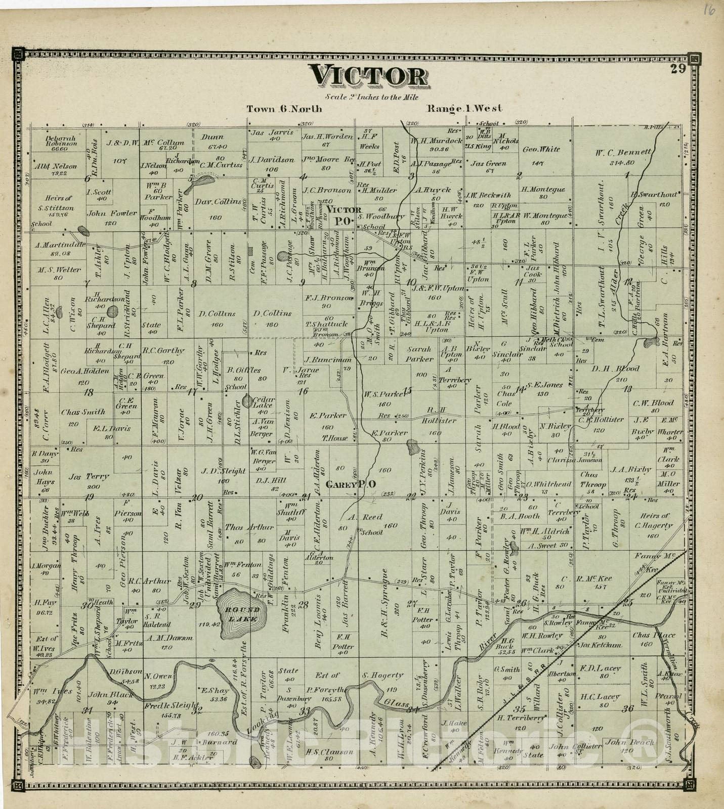 Historic 1873 Map - Atlas of Clinton County, Michigan - Victor