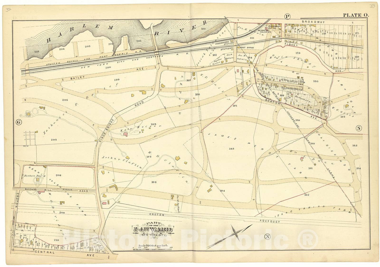 Historic 1882 Map - Atlas of The 24th Ward, City of New York - Part of The 24th Ward New York City - Plate O - Atlas of The Twenty Fourth Ward, New York City