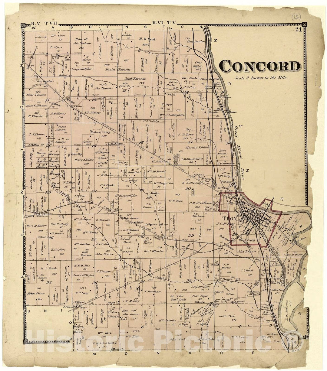 Historic 1871 Map - Atlas of Miami Co, Ohio - Concord - Atlas of Miami County, Ohio