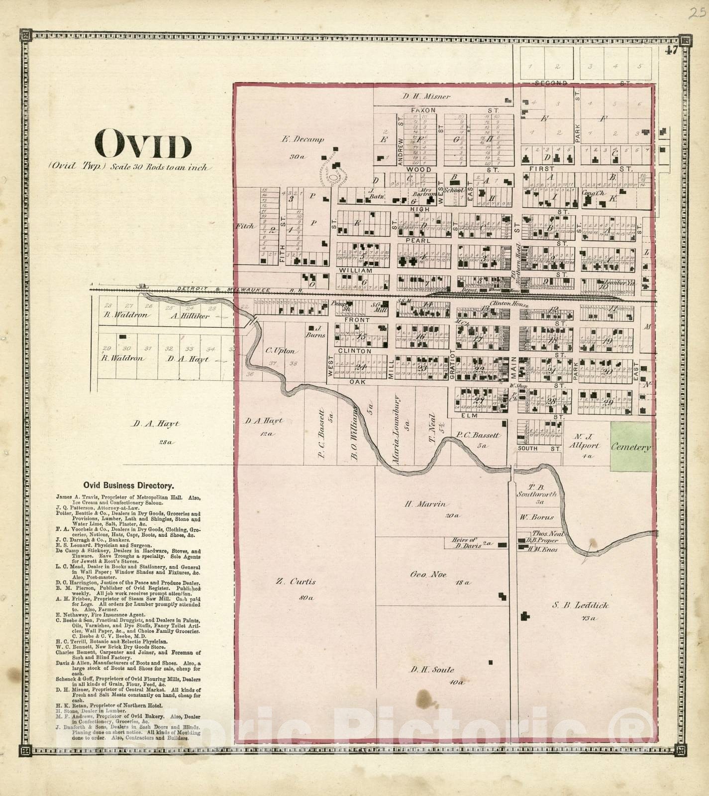 Historic 1873 Map - Atlas of Clinton County, Michigan - 47: Ovid